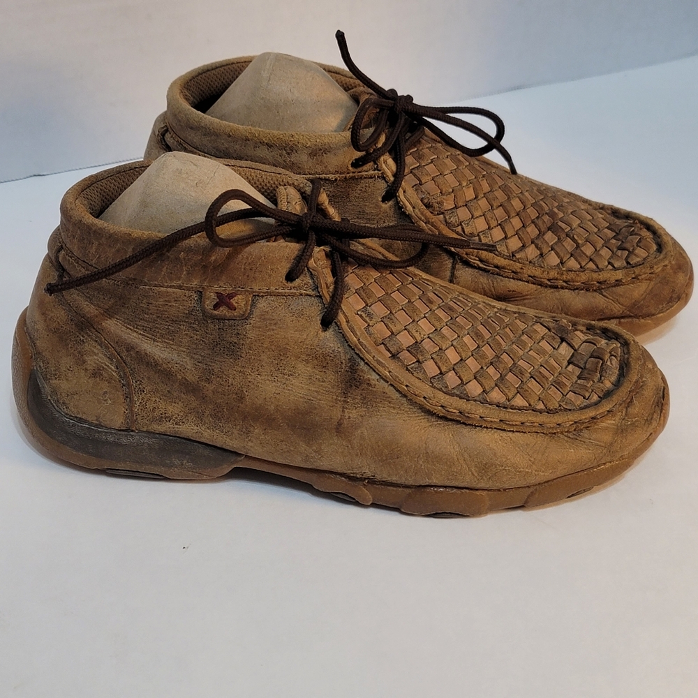 Twisted X Thrashed Mens Brown Braided Leather Casual Driving Chukka Sz4.5 Women6